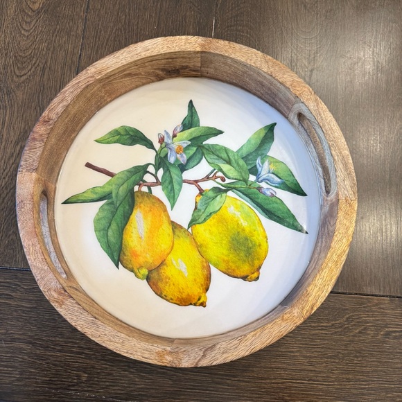 Home Essentials Other - Home Essentials Brown and Yellow Lemon Serveware Tray, 13.7", UGC